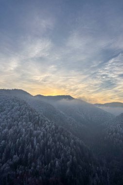 Frosty winter walk to Tomasovsky view, the rock protuberance providing wonderful views in National Park of Slovensky raj, Slovakia clipart