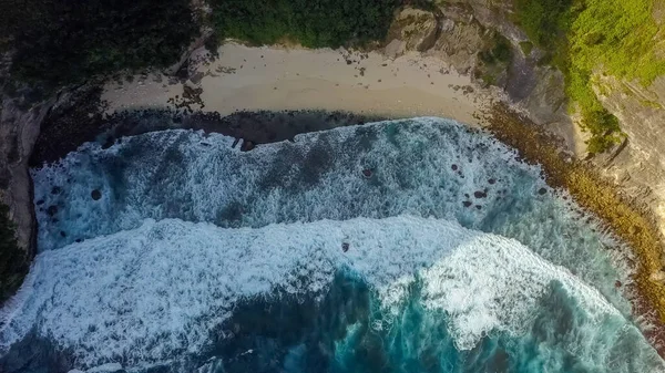 Beautiful Texture Dark Ocean Waves High Power White Foam Drone — Stock Photo, Image