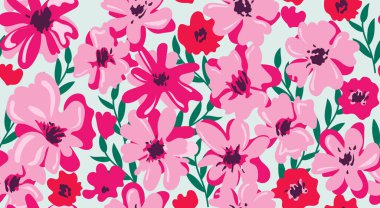 Abstract hand drawn floral seamless patterns. Natural wallpaper, Exotic flowers print decoration. Illustration for fabric, textiles, clothing, wall art, printing and design project, etc.