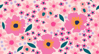 Abstract hand drawn floral seamless patterns. Natural wallpaper, Exotic flowers print decoration. Illustration for fabric, textiles, clothing, wall art, printing and design project, etc.