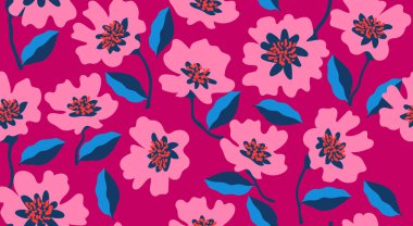 Hand drawn floral seamless patterns. Natural wallpaper, Exotic flowers print decoration. Illustration for fabric, textiles, clothing, wall art, printing and design project, etc.