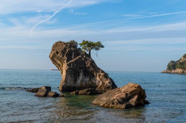 Türkiye 'nin Bartin kentindeki Inkumu Sahili' nin panoramik manzarası