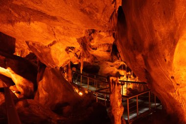 Inside view of touristic Tulumtas cave, Tulumtas, Golbasi, Ankara, Turkey clipart