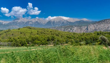 Panoramic view of the White Mountains (Ak daglar) between Fethiye and Kas in the Mediterranean region of Turkey. clipart