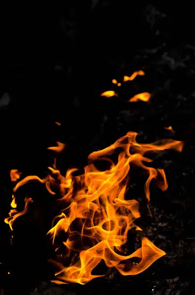 Flame Heat Fire Abstract Background Black Background Realistic Flame Concept — Stock Photo, Image