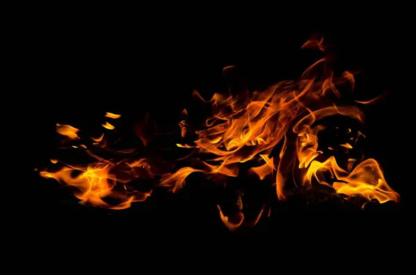 Flamma Värme Brand Abstrakt Bakgrund Svart Bakgrund Realistisk Låga Koncept — Stockfoto