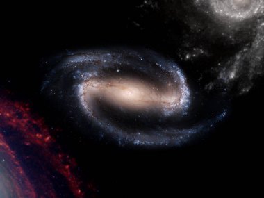 Bilim kurgu duvar kağıdı. Derin uzayın güzelliği. Arkaplan için renkli grafikler, su dalgaları, bulutlar, gece gökyüzü, evren, galaksi, gezegenler gibi