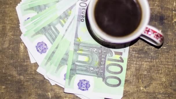 Xícara Com Chá Notas Aumento Dos Preços Ucrânia Devido Guerra — Vídeo de Stock