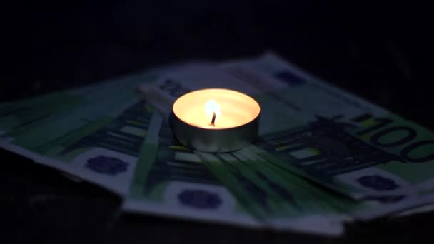 Свеча Экономии Энергии Затмение Украине Войны — стоковое видео