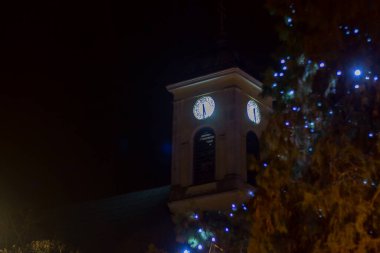 Chapel on catholic church at night