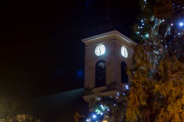 Chapel on catholic church at night