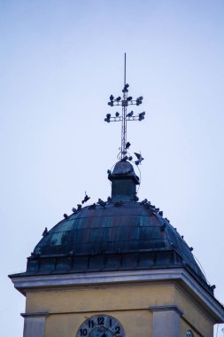 Kubbede ve Katolik Kilisesi 'nin haçında birçok güvercin var..