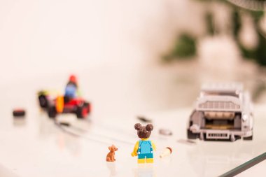 Composition. Lego car and quad bike got into an accident