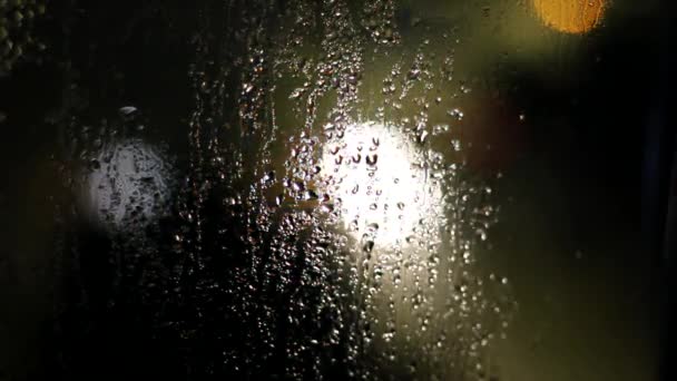 Misted Window Glass Night Rain — Stock Video