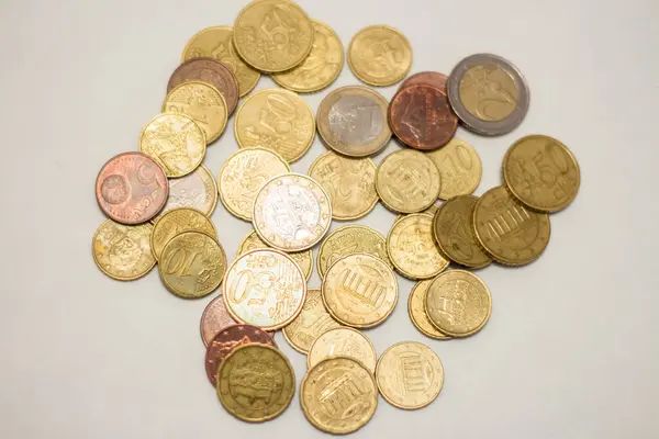 Bunch Euro Coins Different Denominations — Fotografia de Stock