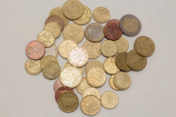 Bunch Euro Coins Different Denominations —  Fotos de Stock