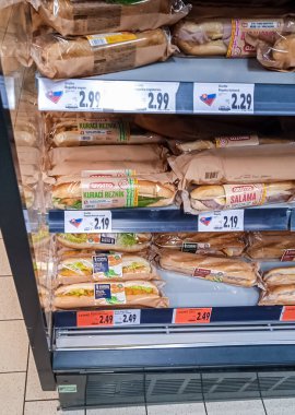 Grocery store shelves. Rising prices in Europe