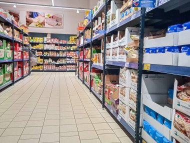 Grocery store shelves. Rising prices in Europe