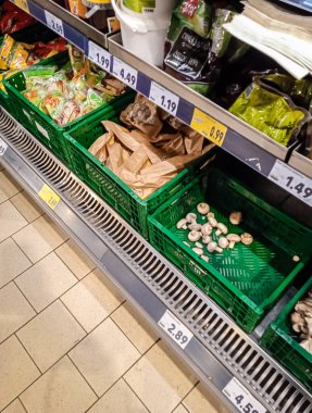 Grocery store shelves. Rising prices in Europe