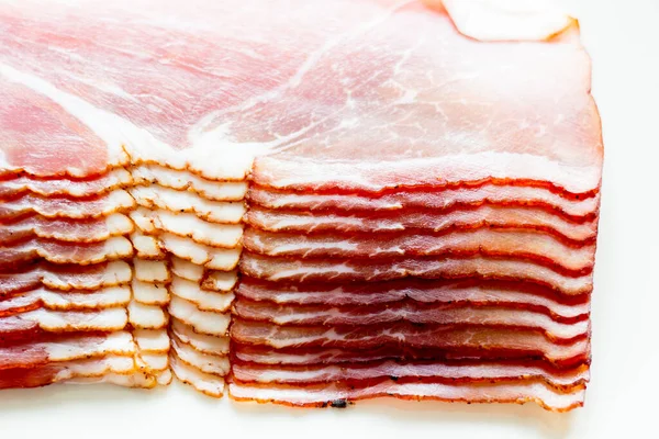 Piecese Raw Smoked Pork Ham White Background — Stock Photo, Image
