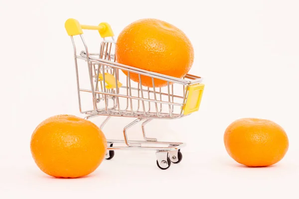 Pomarańcze Koszyku Konsumenta Zabawki Inflacja Rosnące Ceny Żywności — Zdjęcie stockowe
