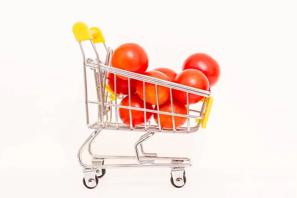 Tomates Una Canasta Consumo Juguetes Aumento Los Precios Los Alimentos — Foto de Stock
