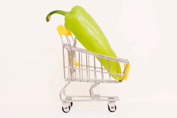 Green Pepper Toy Consumer Basket Rising Food Prices — Stock Photo, Image