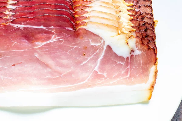 Piecese Raw Smoked Pork Ham — Stock Photo, Image