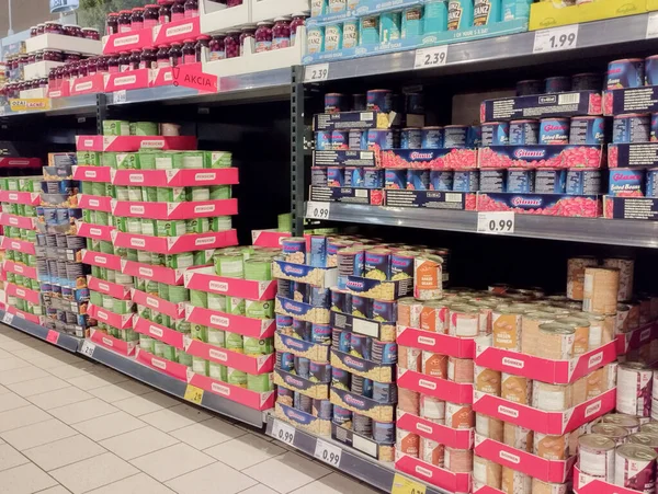 Grocery Store Shelves Rising Prices Europe — Photo