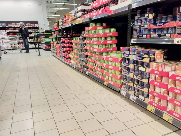 Grocery Store Shelves Rising Prices Europe — ストック写真