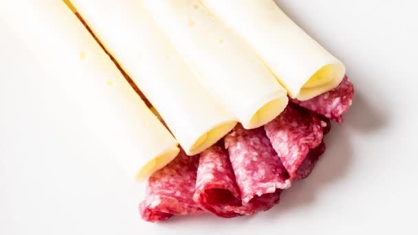 Saucisse Fromage Tranches Gros Plan — Video