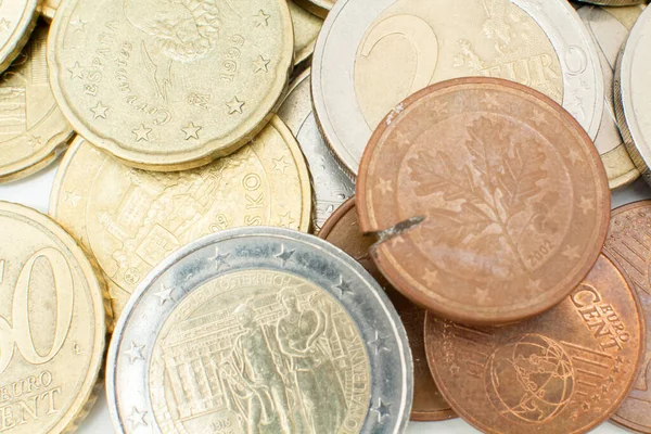Las Monedas Euro Son Diferentes Cerca — Foto de Stock