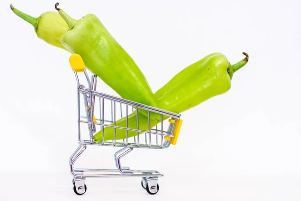 Green Peppers Consumer Basket — Stock Photo, Image