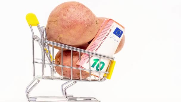 Картофельные Клубни Потребительской Корзине Евро — стоковое видео