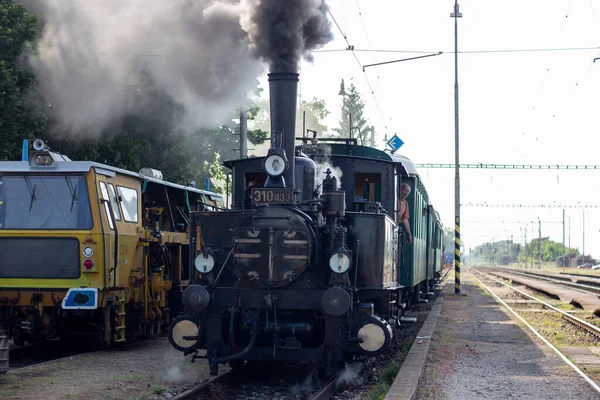 2023 Eslováquia Sala Velha Locomotiva Vapor Locomotiva Retro — Fotografia de Stock