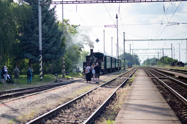 2023 Eslováquia Sala Velha Locomotiva Vapor Locomotiva Retro — Fotografia de Stock