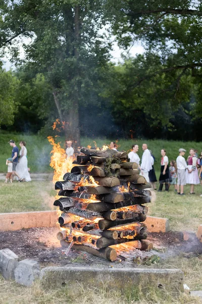 stock image Feast of St. John in Slovakia. Big fire burning