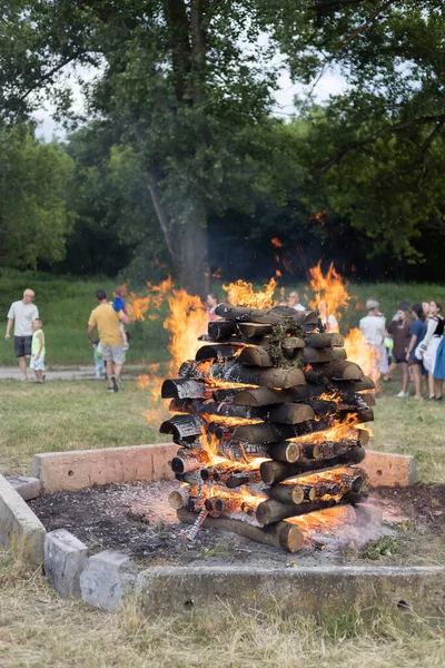 stock image Feast of St. John in Slovakia. Big fire burning