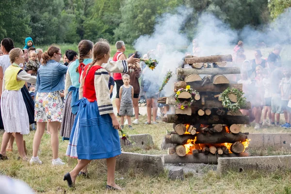 stock image Feast of St. John in Slovakia. Big fire burning