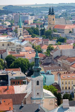11.07.2023 Slovakya. Nitra. Nitra şehrinin yukarıdan panoraması.