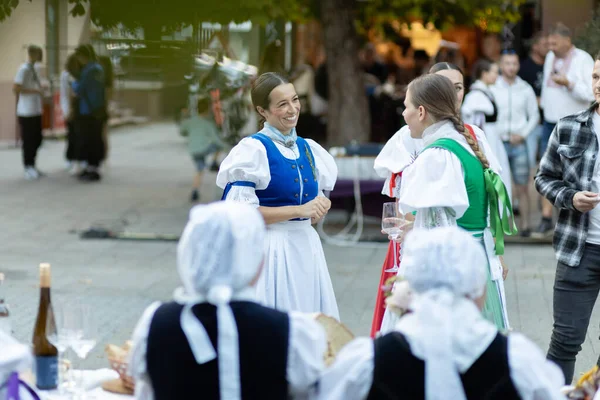 Folklóregyüttes Előadása Sala Városában Szlovákiában — Stock Fotó