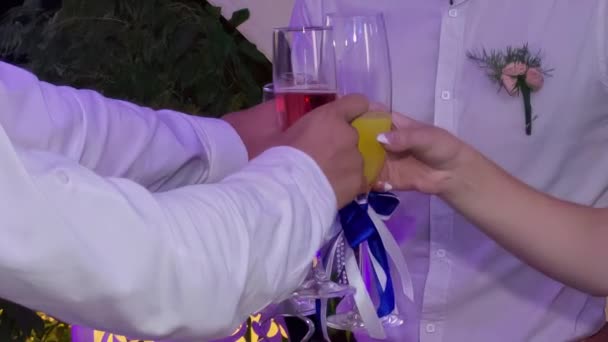 Düğün Töreninde Kadehler Ellerdeydi — Stok video