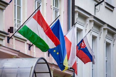 Kentte Avrupa devletlerinin bayrakları