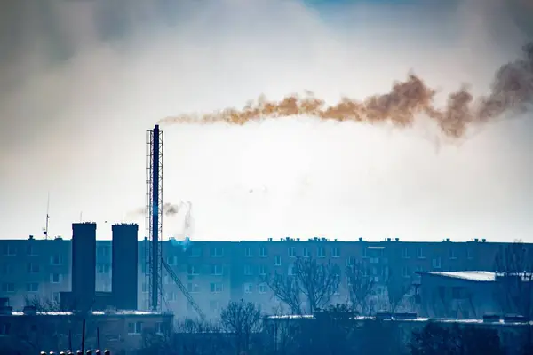 Fumée Une Cheminée Ville Pollution Environnement — Photo