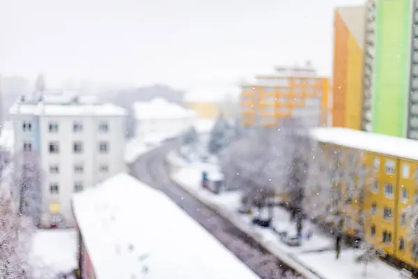 Mieście Pada Śnieg — Zdjęcie stockowe