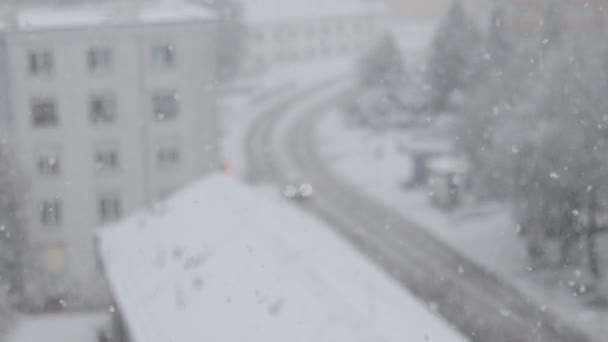 Snowing Big City — Stock Video