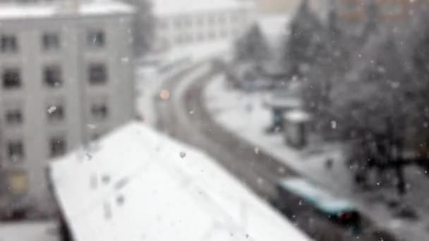 Está Nevando Gran Ciudad — Vídeos de Stock