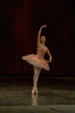 Genç balerin bir konserde sahneye çıkıyor.