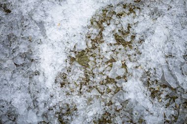 Nehir kıyısında kışın buzlar.