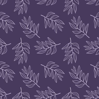 Beyaz arka planda el yapımı bitkilerin zarif, pürüzsüz desenleri. Üretim, tebrik kartları, kumaş vb. için doğa harikulade monokrom deseni. Vektör illüstrasyonu.